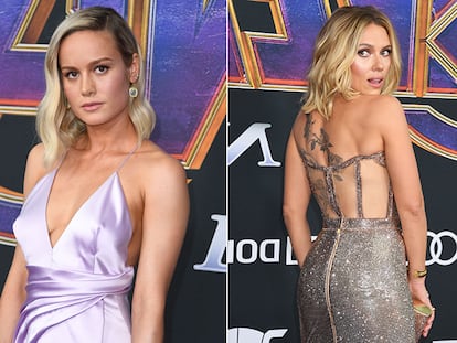 Elsa Pataky, Brie Larson y Scarlett Johansson en el estreno de 'Vengadores: Endgame'.