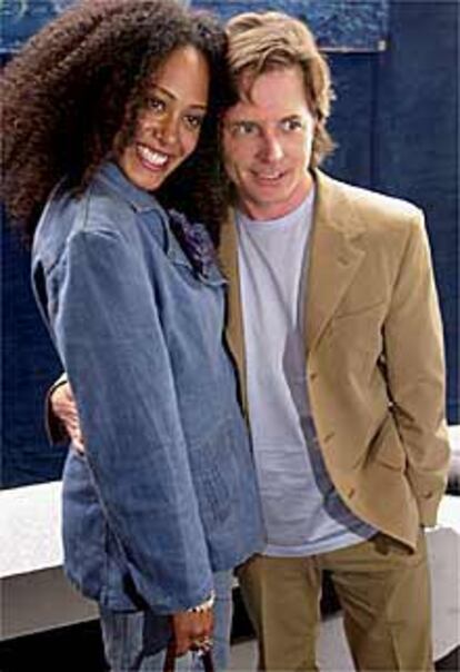 Michael J. Fox y Cree Summer, en la presentación de Atlantis.