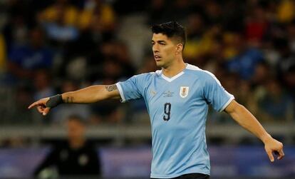 Luis Suárez, en el partido de Uruguay ante Ecuador en Belo Horizonte.