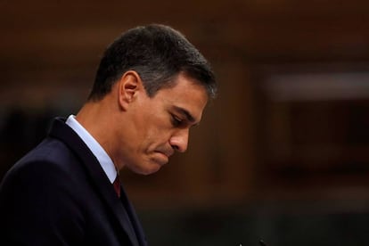 Pedro Sánchez addressing Congress on Monday.