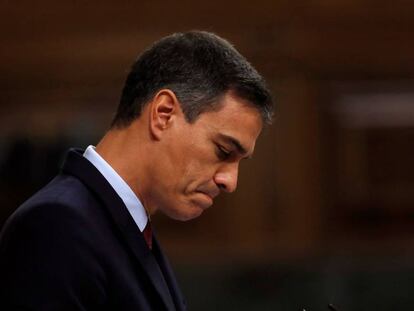 Pedro Sánchez addressing Congress on Monday.