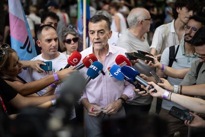 El coordinador general de Izquierda Unida, Antonio Maíllo, durante la manifestación estatal del Orgullo LGTBI+, el sábado.