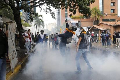 Protestas este jueves en Caracas.