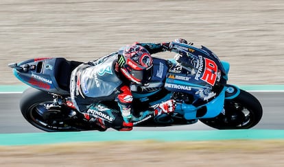 El piloto francés de MotoGP Fabio Quartararo (Petronas Yamaha SRT) este sábado en el circuito de Jerez.