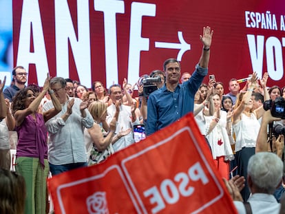 Pedro Sánchez, durante el mitin de este sábado en Valencia.