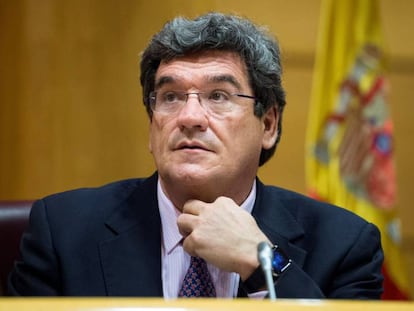 El Ministro de Inclusión, Seguridad Social y Migraciones, José Luis Escrivá, en el Congreso.