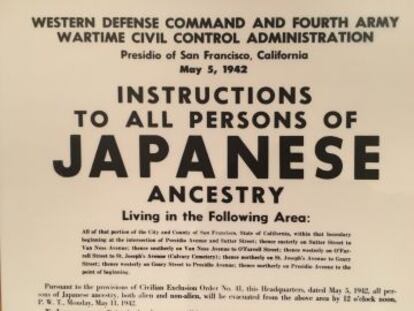 Orden militar para que los japoneses del área de San Francisco se presenten para su detención.