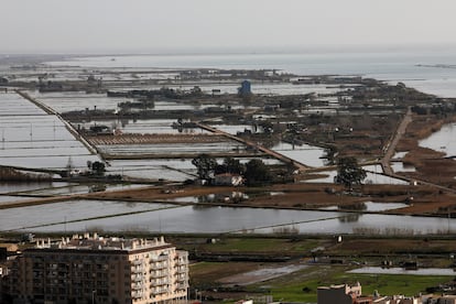 La bahía de los Alfaques (Montsià) con los estragos del temporal