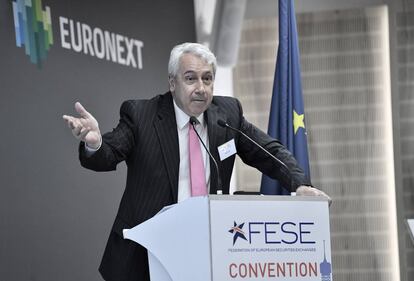 Antonio Zoido, presidente de BME, durante su intervenci&oacute;n en la conferencia de la Federaci&oacute;n de Bolsas Europeas