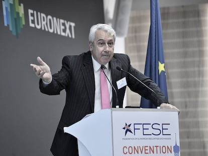 Antonio Zoido, presidente de BME, durante su intervenci&oacute;n en la conferencia de la Federaci&oacute;n de Bolsas Europeas