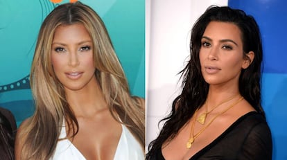 Kim Kardashian en 2009 y, a la derecha, en 2016.