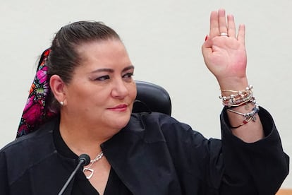 Guadalupe Taddei, consejera presidenta del Instituto Nacional Electoral, durante la sesión del Consejo General.