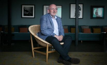 Frans Timmermans, en una pausa en su visita este jueves a Barcelona.