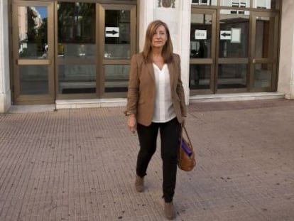 Pilar S&aacute;nchez, este mi&eacute;rcoles a su salida de los juzgados. 