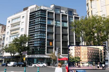 El edificio que ocupa hoy el número 103 de la calle de Alcalá y el inmueble protegido que le precedió hasta que desapareció "por demolición total".