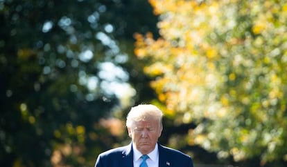 El presidente Trump, en los jardines de la Casa Blanca.