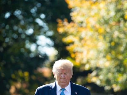 El presidente Trump, en los jardines de la Casa Blanca.