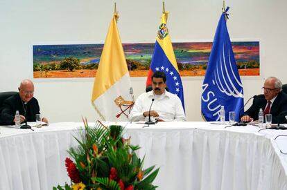 President Nicolás Maduro at Sunday's talks.