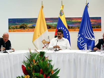 President Nicolás Maduro at Sunday's talks.