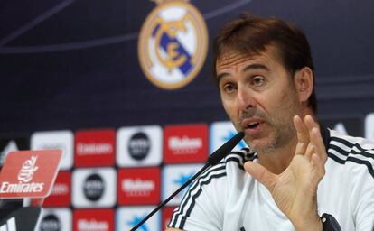 Lopetegui, en la conferencia de prensa. 