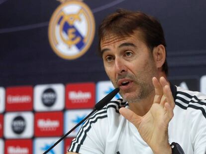 Lopetegui, en la conferencia de prensa. 