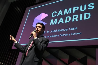 José Manuel Soria durante su intervención en la inauguración del Google Campus Madrid.