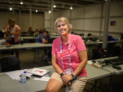 La periodista de TVE Paloma del Rio en el Campeonato del Mundo de Gimnasia Rítmica celebrado en Valencia