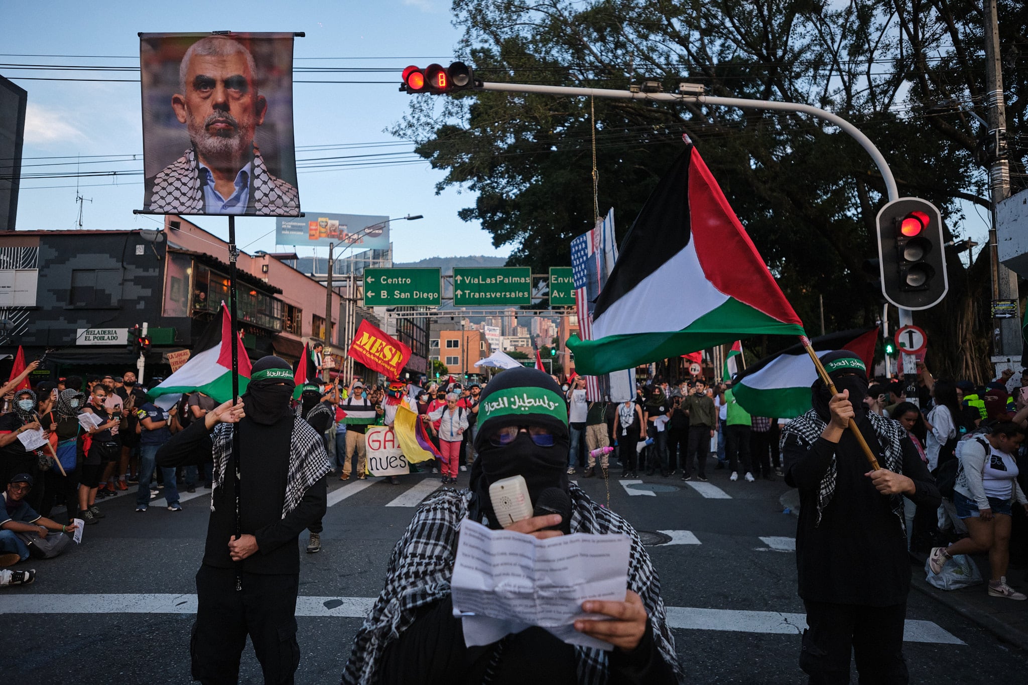 Manifestación propalestina en Medellín, este martes.
