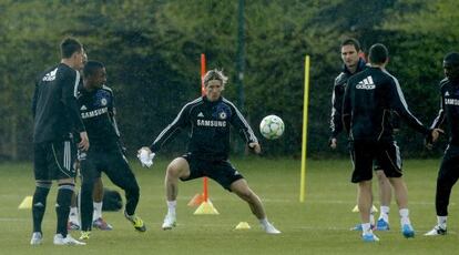 Fernando Torres, en un entrenamiento con el Chelsea.