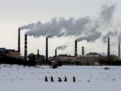 Chimeneas industriales en Heilongjiang, en China, que consume un 40% del carbón del planeta para producir electricidad en cientos de centrales.