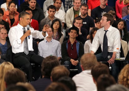 Mark Zuckerberg with Barack Obama in 2011.