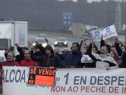 Manifestaci&oacute;n de trabajadores de Alcoa el pasado viernes.
