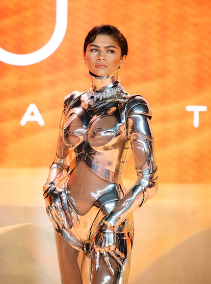 Zendaya attends the World Premiere of "Dune: Part Two" in London's Leicester Square on February 15, 2024 in London, England