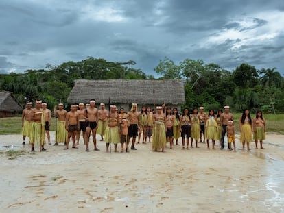Miembros de la comunidad indígena matsés de Puerto Alegre, Perú.