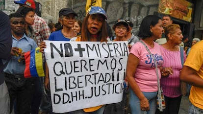 Opositores venezolano se manifiestan en Caracas el pasado jueves.  