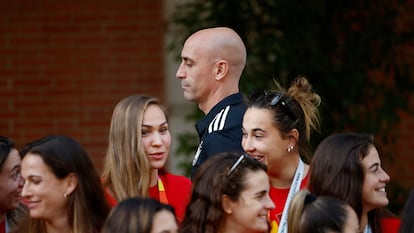 El presidente de la RFEF, Luis Rubiales, durante la celebración del mundial femenino.