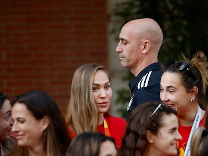 El presidente de la RFEF, Luis Rubiales, durante la celebración del mundial femenino.