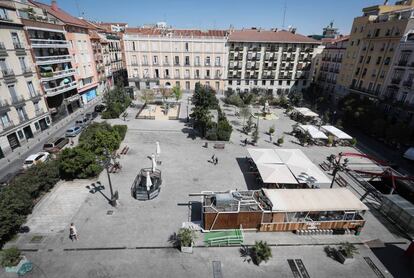 Aspecto actual de la plaza de Pedro Zerolo, en Chueca.