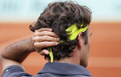 Roger Federer, durante su partido ante David Goffin.