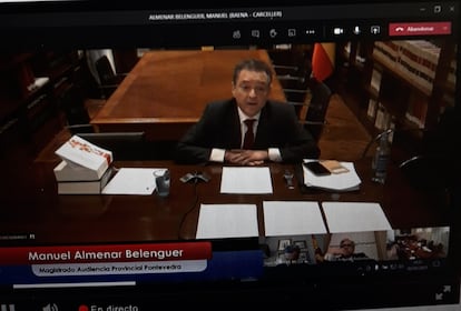 El magistrado Manuel Almenar, este lunes, durante su comparecencia como aspirante a una plaza de magistrado del Tribunal Supremo.
02/02/2021
