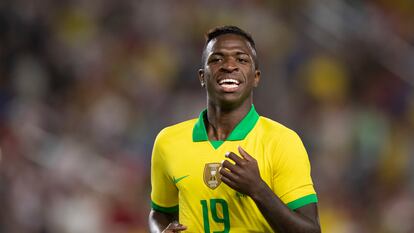 Vinicius Junior em ação pela seleção em 2020.