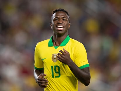 Vinicius Junior em ação pela seleção em 2020.