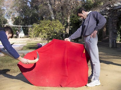 Juan Ortega, durante un entrenamiento en el parque de María Luisa de Sevilla.