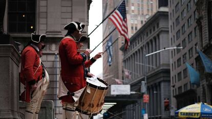 Celebração no distrito financeiro de Nova York.