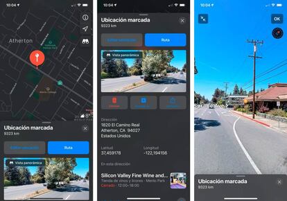 Vista panorámica dentro de Apple Maps.