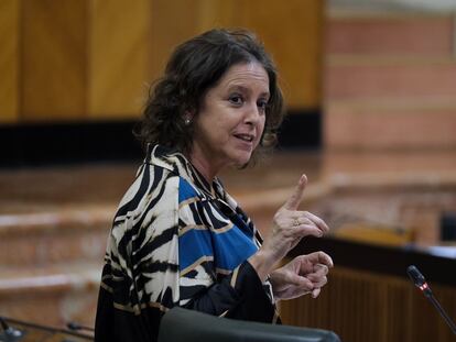 La consejera de Salud y Consumo, Catalina García, en el Parlamento andaluz.