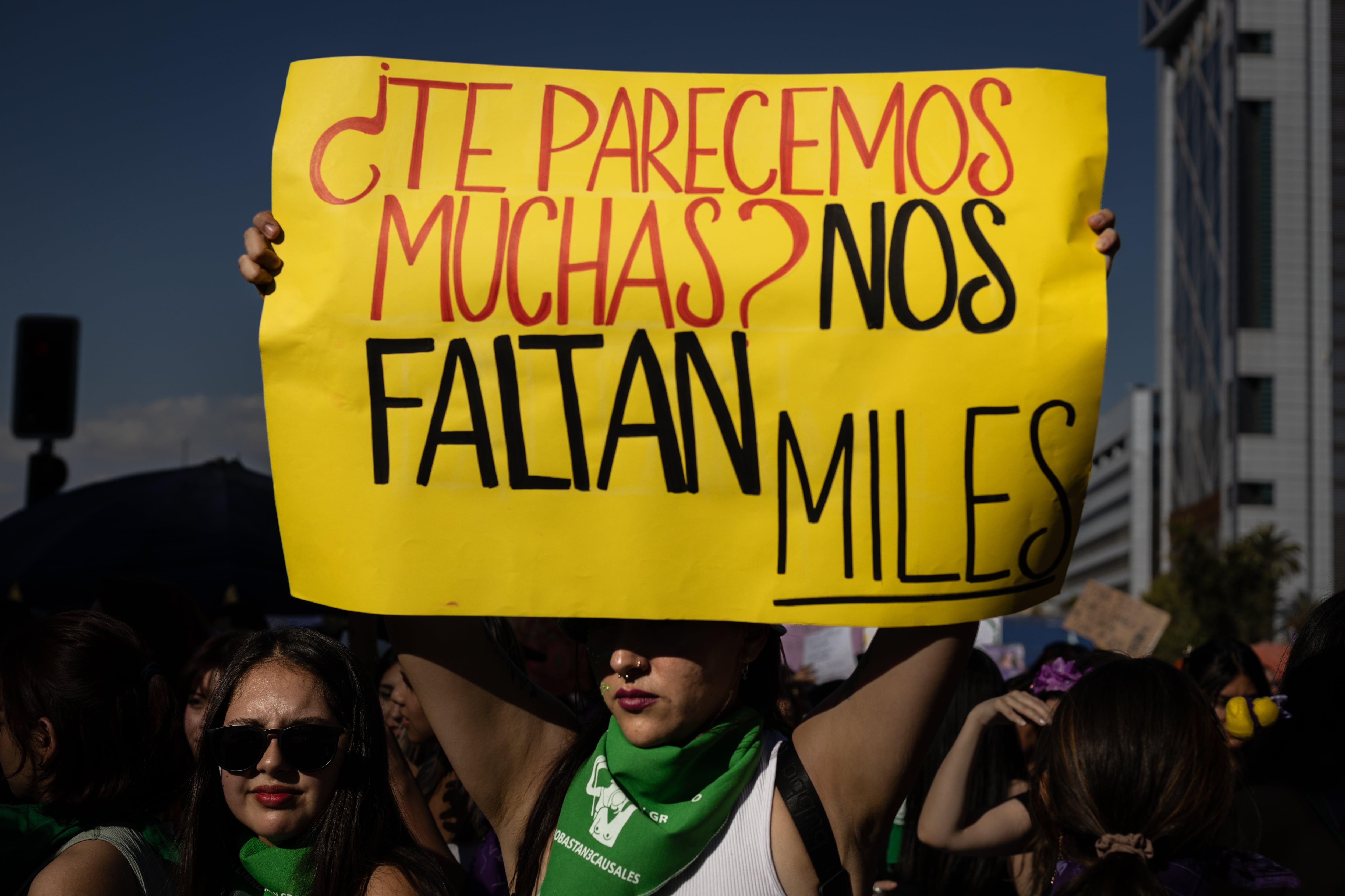 Manifestación por el día de la mujer en Santiago de Chile.