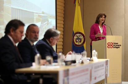 La canciller de Colombia, Mar&iacute;a &Aacute;ngela Holgu&iacute;n, en la inauguraci&oacute;n del III Congreso de editores de medios Celac-UE.