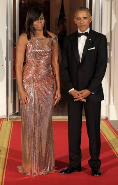 Barack y Michelle Obama, en la cena de Estado en la Casa Blanca el pasado martes.