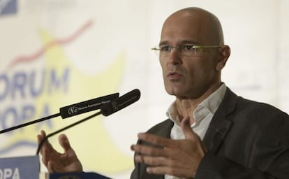 Raül Romeva, en l'esmorzar informatiu de Fórum Europa.